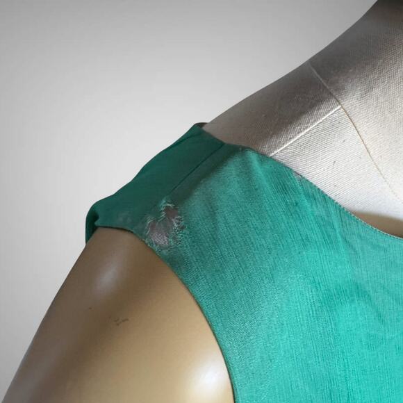 Vintage 1950s Green Chiffon Accordion Pleated Dress Cocktail BETTY INGVOLD READ - Picture 6 of 14